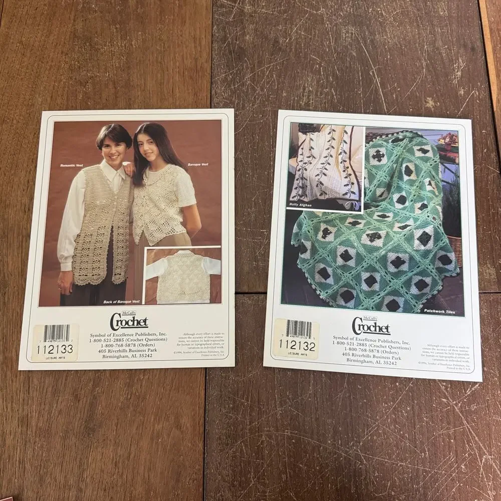 Bundle Two (2) Crochet Knitting Pattern Booklets‎ Vests & Throw Blanket